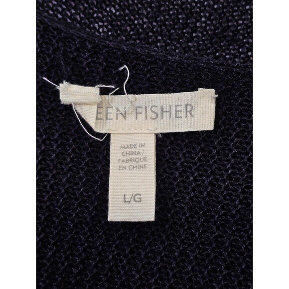 Eileen Fisher L Organic Linen Cardigan Duster Sweater Open Knit Long Layering - Picture 6 of 7